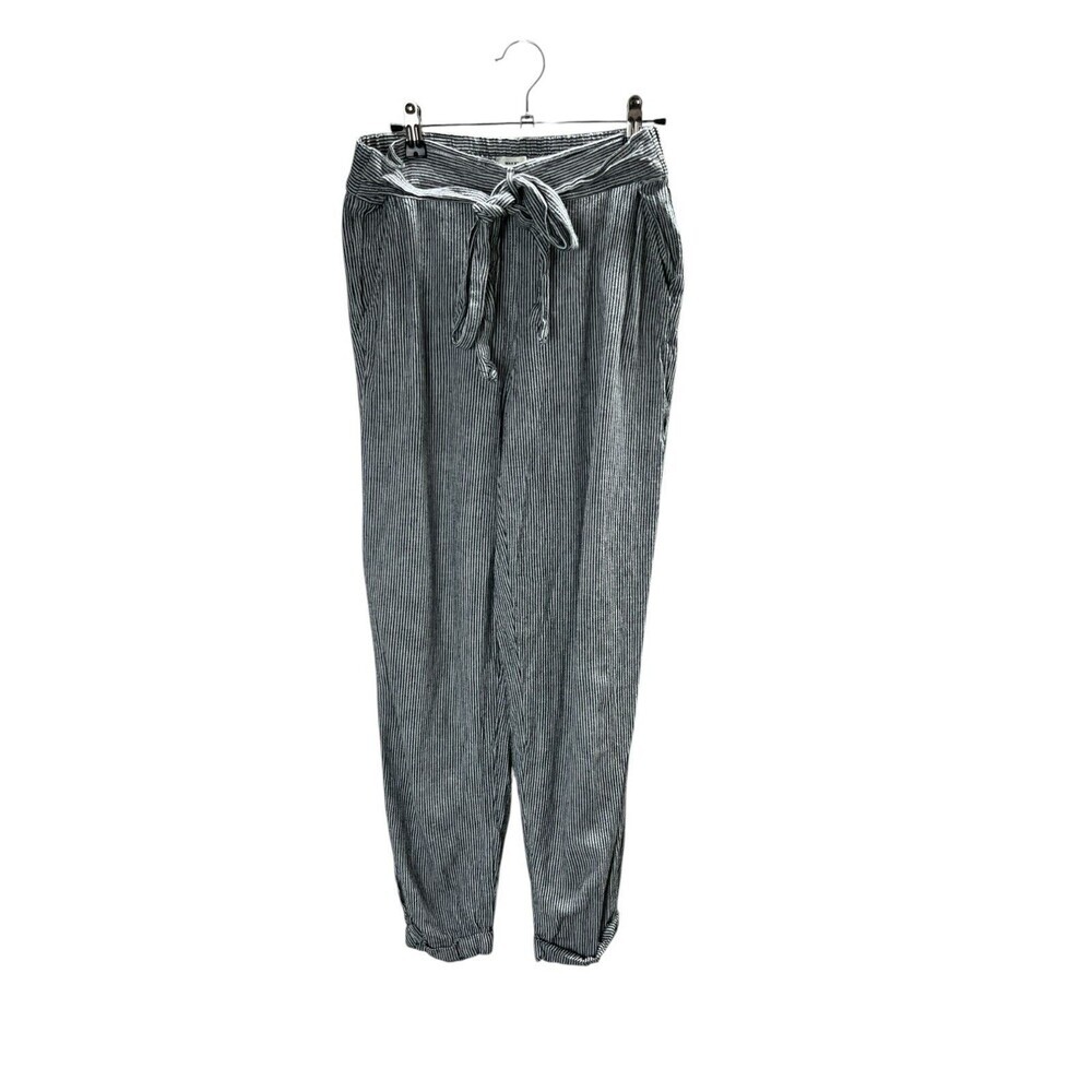 Max Studio Pants Women's Size Medium Black White Stripes Tie Closure